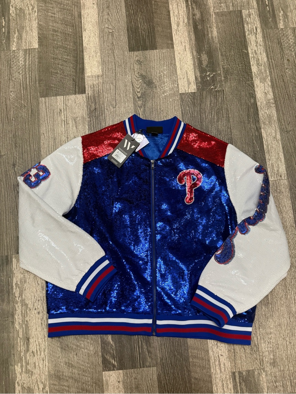 Phillies bomber sequin jacket